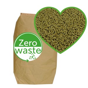 MeineHennen Pellet Vital Hühnerfutter 12,5kg im Papiersack, Legepellets in Herzform, Zero Waste Logo.